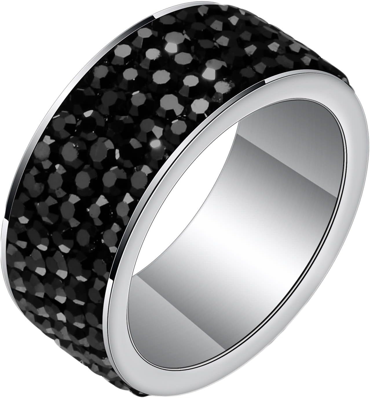 8MM Rings, Men and Women Stainless Steel Ring Fashion Simple 5 Rows ...