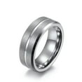 thumbnail image 1 of 8MM Silver Black Tungsten Ring Men's Engagement Party Polished / Brushed Sz 7-12, 1 of 7