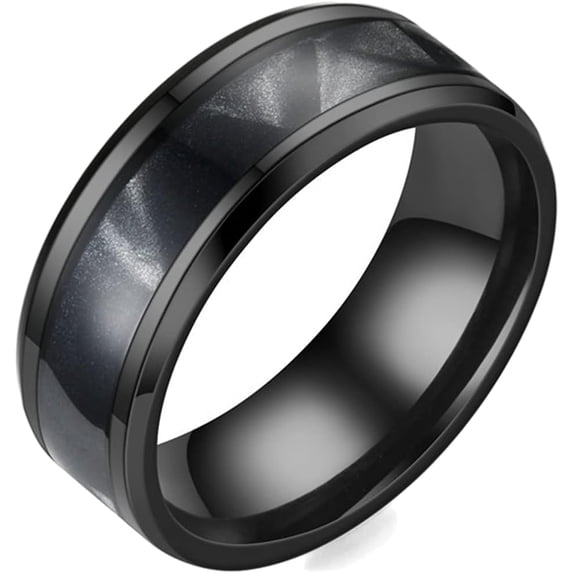 Stainless Steel Black Wedding Band – 6mm Or 8mm Width, Sizes 5-14, Plain Men's Ring