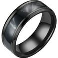 thumbnail image 1 of 8MM Stainless Steel Rainbow Color Sandblasted Rings Wedding Band Rings for Women Rings for Men Frosted Rings Geometry Rings Size 6 to 13 to My Daughter Ring Pray Over It (Black, 8), 1 of 7