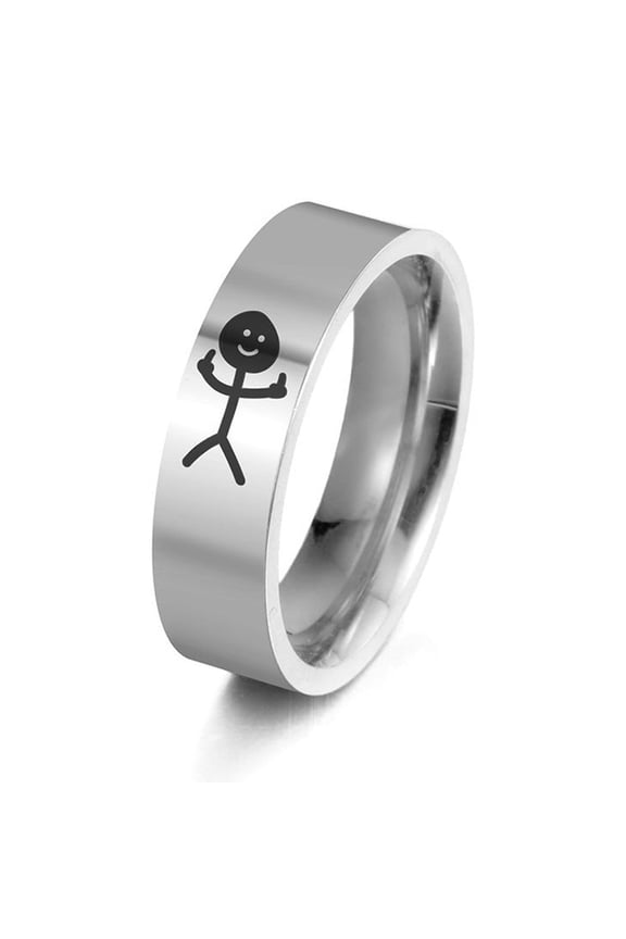 8MM Stainless Steel Ring, Laser Engraved Villain Design, Electroplated Titanium Steel Ring, Unisex Jewelry