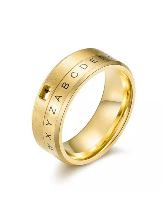 8MM Titanium Steel Letters Numbers Spinner Band Mens Brushed Gift Ring Size 7-11