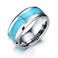 thumbnail image 1 of 8MM Tungsten Steel Turquoise Band Men's Wedding Party Engagement Ring Size 7-12, 1 of 8