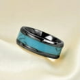 thumbnail image 1 of 8MM Turquoise Titanium Steel Silver Gold Black Band Male Fashion Ring Size 5-14, 1 of 9