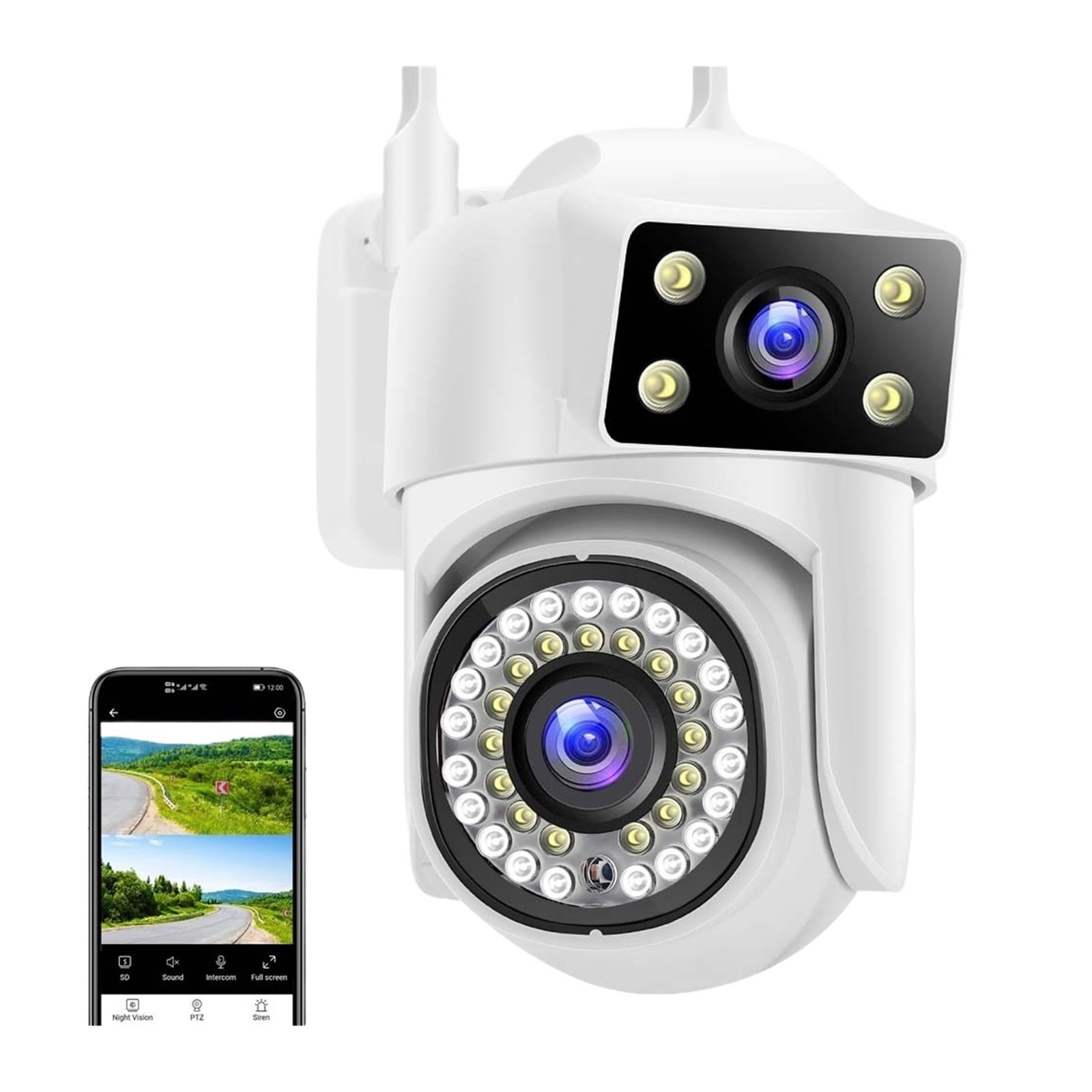 8MP 4K PTZ Camera Dual Lens AI Tracking Security Protection ...