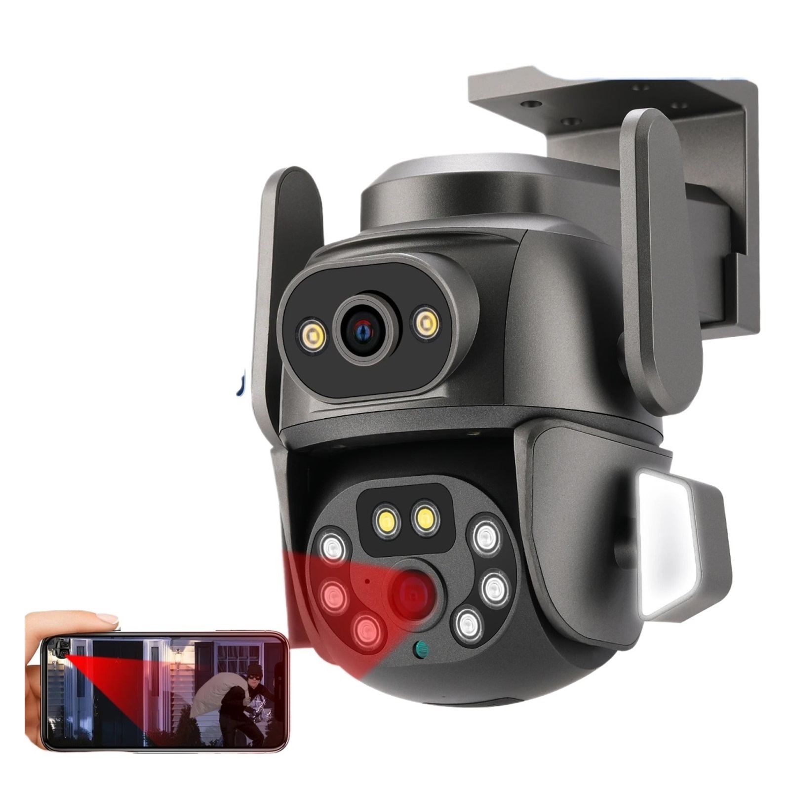 Caméra De Surveillance Extérieure WiFi 4K 8MP – Zoom Optique 30x, Détection IA, Vision Nocturne 150 M – IP66, Double Bande, Suivi Automatique