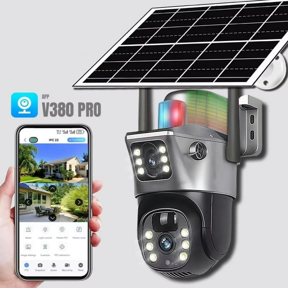 8MP 4K Wireless Solar Camera WIFI Sim Outdoor Dual Lens IP Camera PIR Night Vision V380 Pro CCTV Security Protection Monitor