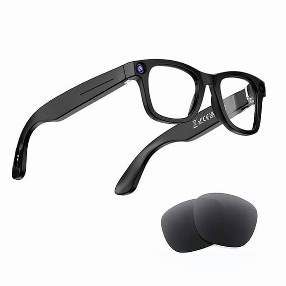 8MP Camera Anti-blue Light Smart Glasses, AI Translation, Voice Assistant, AI Image Recognition, Photo Taking, Recording, Music and Bluetooth Calls, IP65 Waterproof, Support for Use While Charging