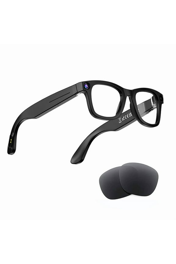 8MP Camera Anti-blue Light Smart Glasses, AI Translation, Voice Assistant, AI Image Recognition, Photo Taking, Recording, Music and Bluetooth Calls, IP65 Waterproof, Support for Use While Charging