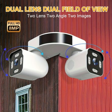 8MP Dual Lens WiFi Security Camera 360° PTZ Full Color Night Vision AI Detection