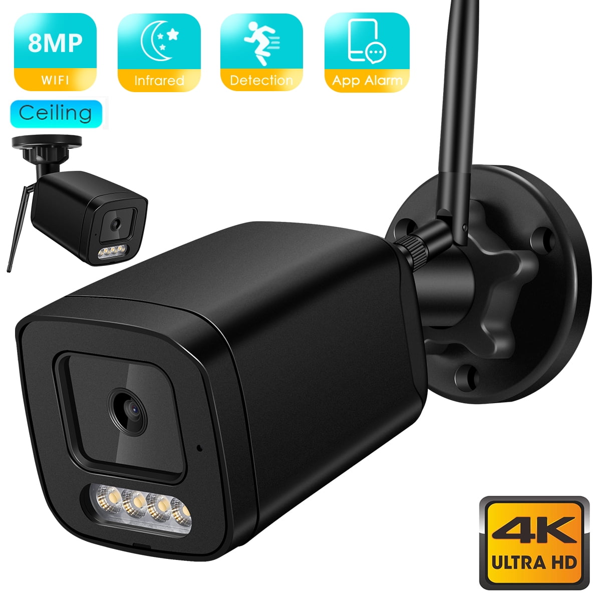 8MP IP Outdoor Ai Human Detect Audio 4MP 1080P HD IP Camera Color ...