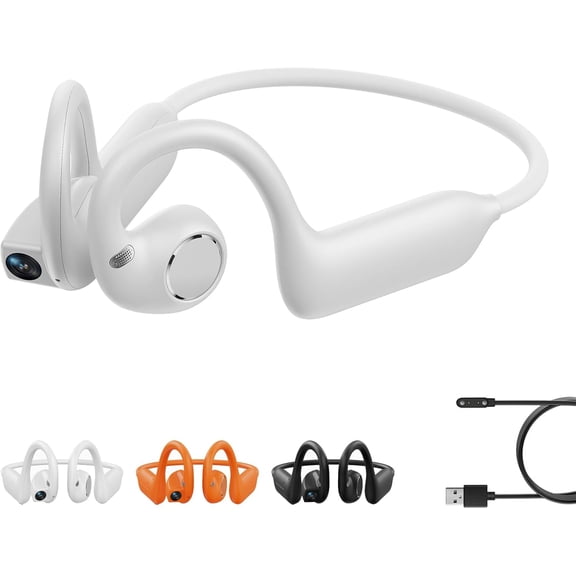 8MP Smart Camera Open-Ear Headset, E12 Bone Conduction Headphones,Hands-Free Pov Camera, AI Translation & Smart Conversation, Bluetooth 5.4 Wireless Earphones with APP for Running Cycling