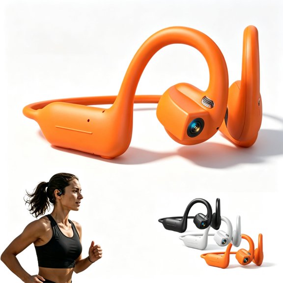8MP Smart Camera Open-Ear Headset POV Video, Calls & AI Assistance AI Translation, Bluetooth 5.4 Wireless, IP54 Waterproof, Smart Conversation, Dual Mic, with APP for Running Cycling Travel