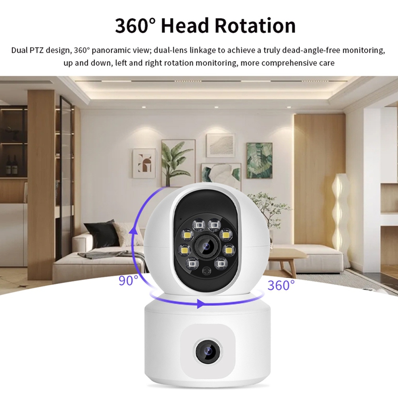 8MP WiFi IP Camera Dual Lens Baby Monitor Color Night Vision Human Automatic Tracking Video Smart Home