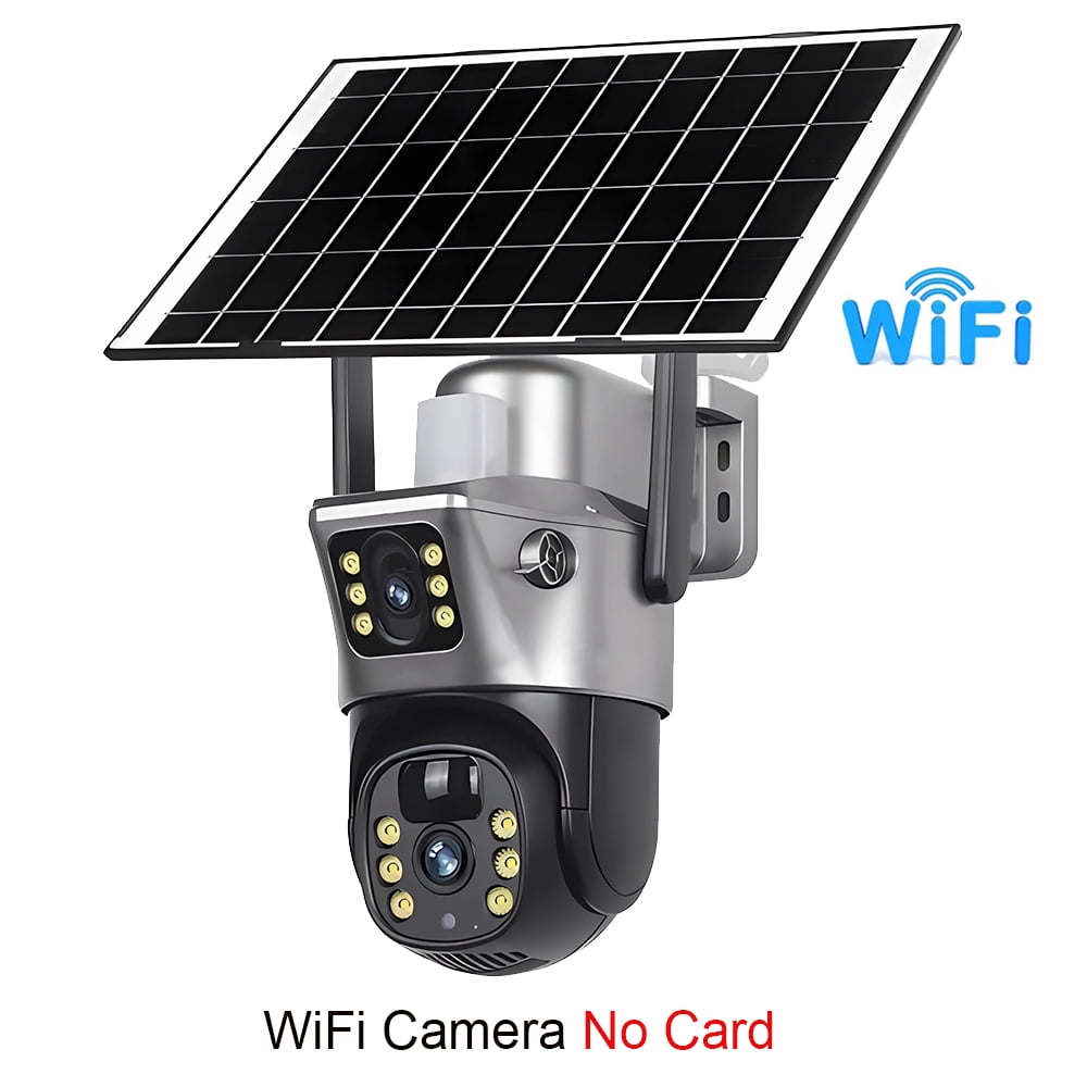 8MP Wireless Solar Camera Dual Lens Dual Screen WiFi IP Videocamema PIR ...