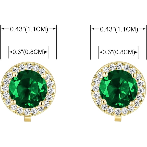 8Mm Cubic Zirconia Crystal Clip On Stud Earrings R Nd Non Pierced Earrings For Women[Z1086]