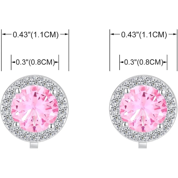 8Mm Cubic Zirconia Crystal Clip On Stud Earrings R Nd Non Pierced Earrings For Women[Z1087]