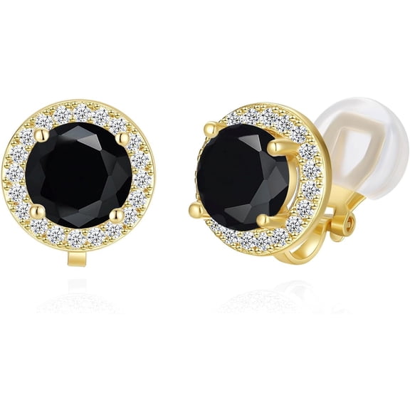8Mm Cubic Zirconia Crystal Clip On Stud Earrings Round Non Pierced Earrings For Women[Z4274]