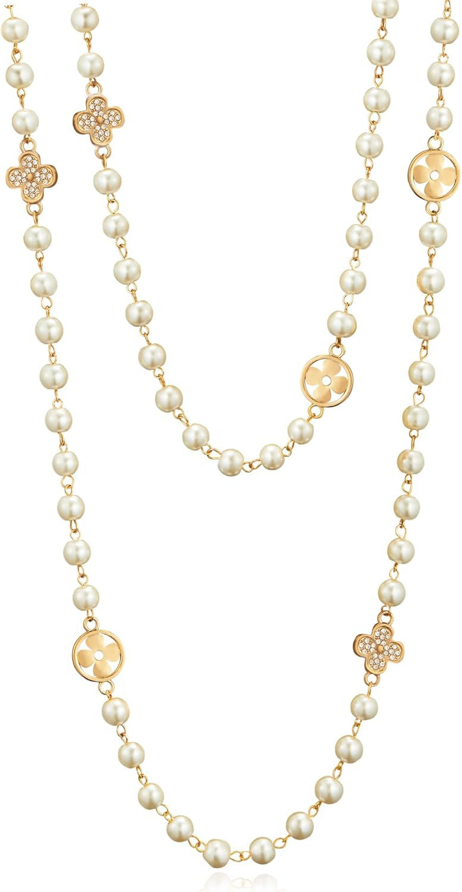 8Mm Round Simulated Shell Pearl Strand Layered Necklace For Women