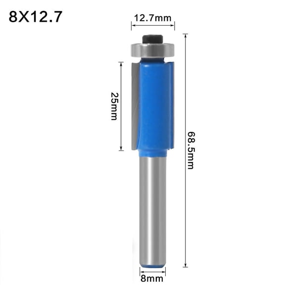 8Mm Shank Double-Edged Trim Router Bit With Bearing For Wood Template Pattern 8X12.7