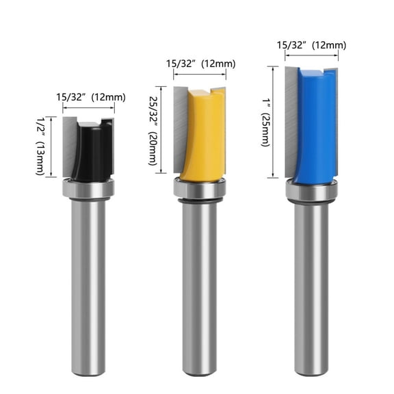 8Mm Shank Flush Trim Router Bit Pattern Bit Wood Milling Cutter Woodworking Home Diy Power Tool Replacement Accessories 8X12X25 Fangkenuo