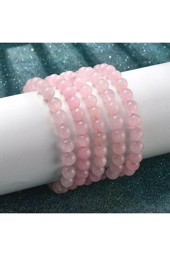 8mm Stretchy Stone Flower Bracelets Assorted Natural Rose Quartz Gemstone Beads Healing Reiki T60