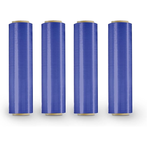 8NET 18" x 1,500', 80 Gauge Blue Heavy Duty Stretch Wrap Plastic Film Rolls for Packaging Moving and Packing Pallet, 4 Rolls/Case