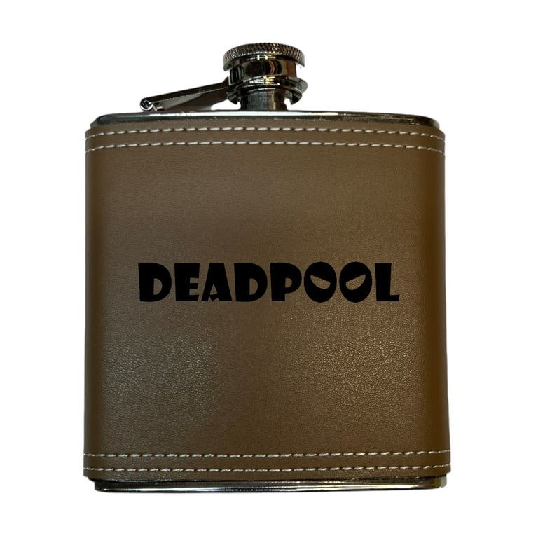 8OZ Deadpool Flask - BLACK, RED, STAINLESS, OR 6OZ LEATHER 8OZ Deadpool Flask - BLACK, RED, STAINLESS, OR 6OZ LEATHER