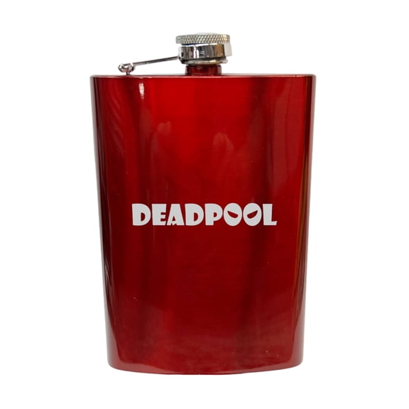 8OZ Deadpool Flask - BLACK, RED, STAINLESS, OR 6OZ LEATHER