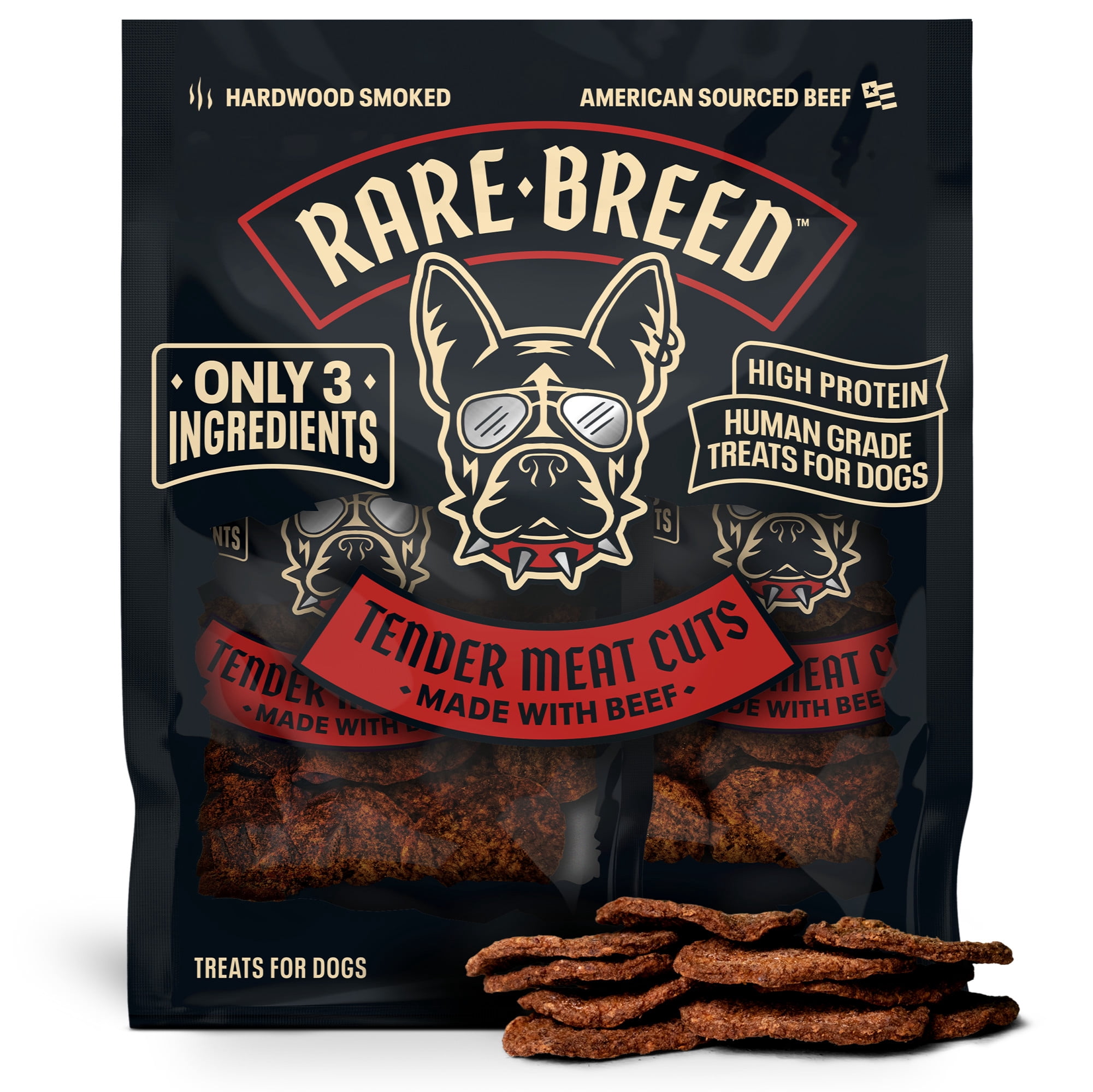 Rare Breed Dog Treats, Tender Meat Cuts Made with Beef, 3 Ingredients, Human Grade, 8 count – 1 Ounce multipack, for All Dog Sizes