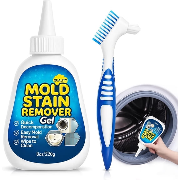 8OZ  Stain Remover Gel Cleaner for Washing Machine Seal, Bathroom Grout, Shower Caulk, Tile, Walls, Toilet Bowl, Sink,  - Effortless Application, Long-Lasting Protection