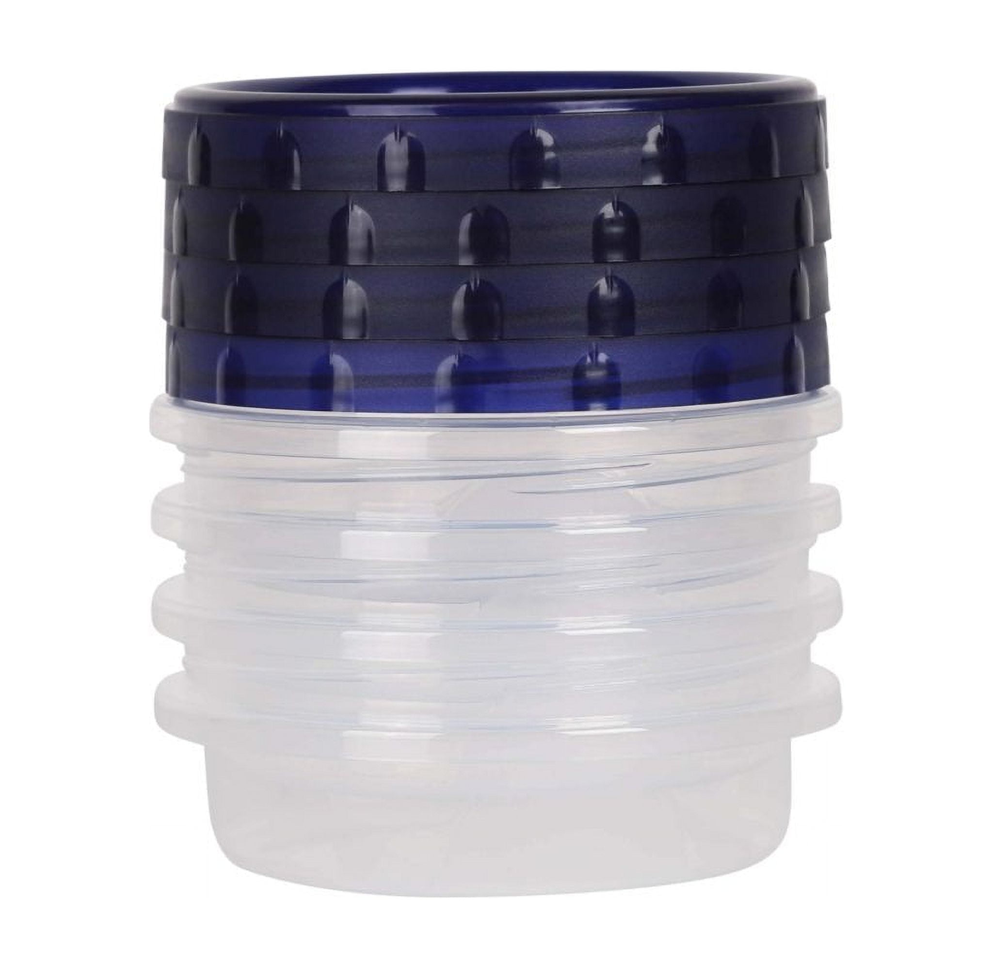 [8Oz Blue 4 Pk] Twist Top Food Storage Containers LeakProof