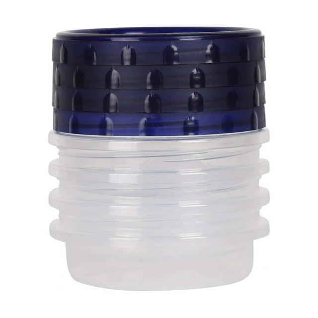 [8Oz Blue 4 Pk] Twist Top Food Storage Containers LeakProof