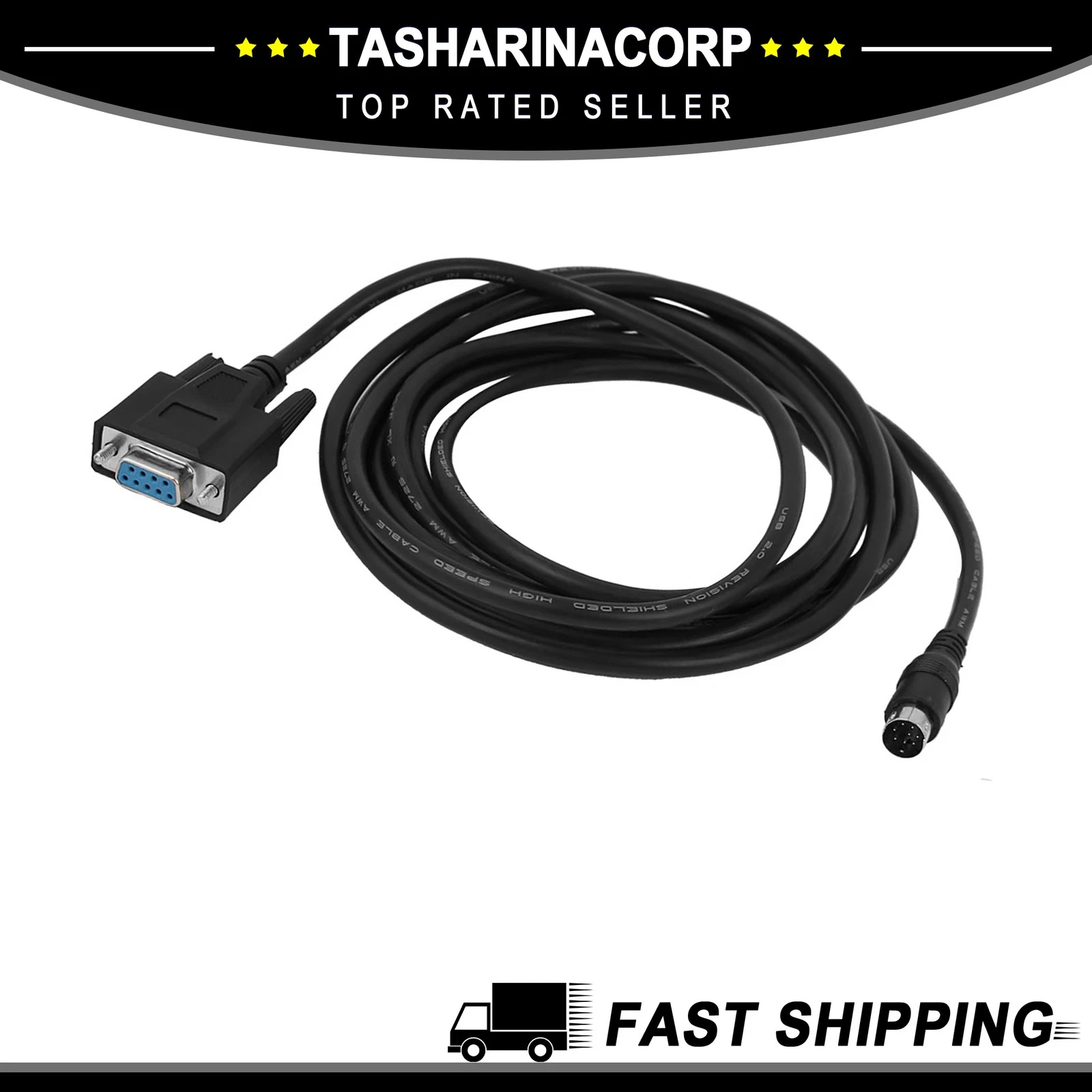 8P Mini Din Male To Female Db9 Rs232 Plc Programming Adapter Cable 10Ft ...