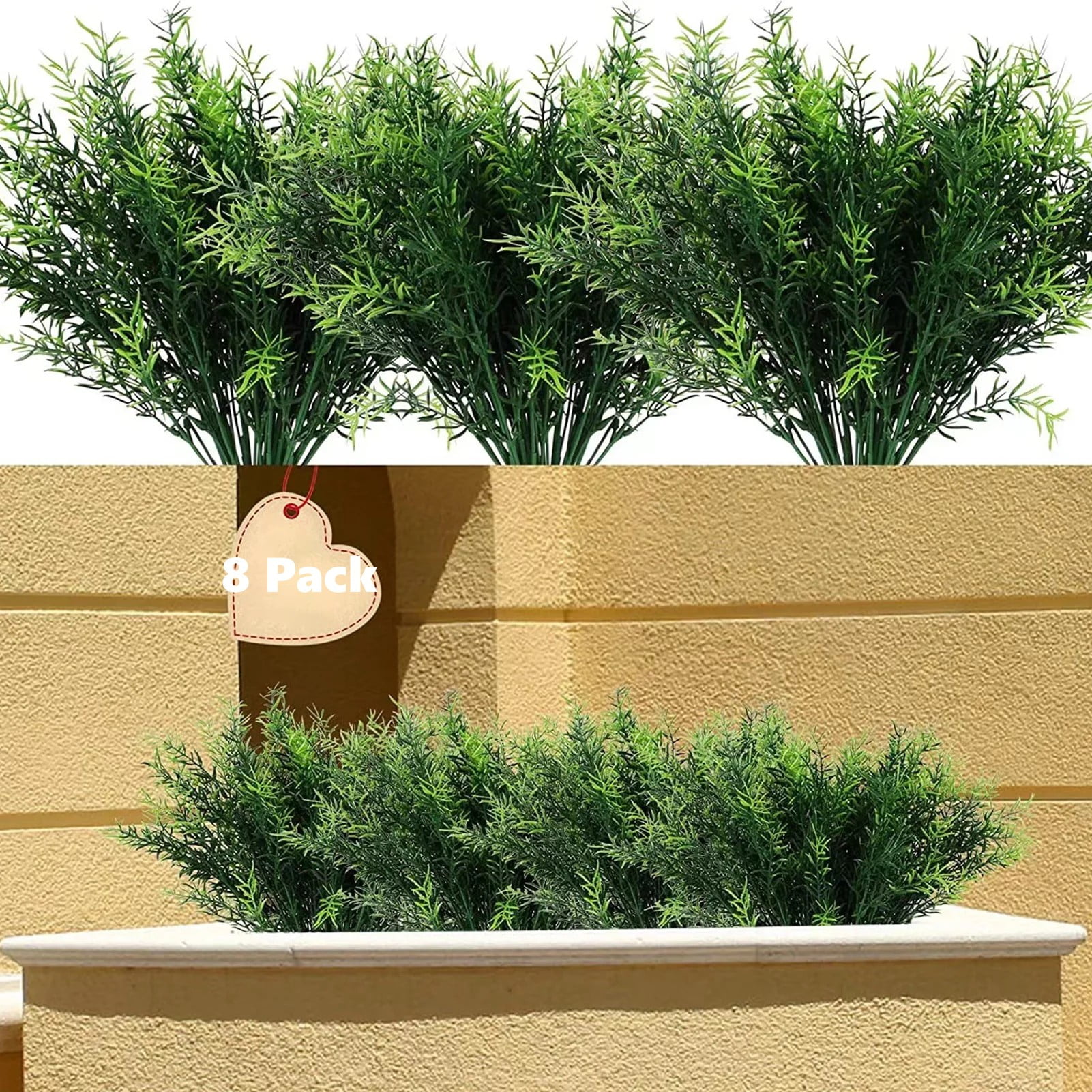 8PACK Artificial Rosemary Plants Fake Greenery Leaves Bushes Evergreen Shrubs for Indoor Outdoor Home Party Holidays Decoration