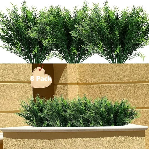 8PACK Artificial Rosemary Plants Fake Greenery Leaves Bushes Evergreen Shrubs for Indoor Outdoor Home Party Holidays Decoration