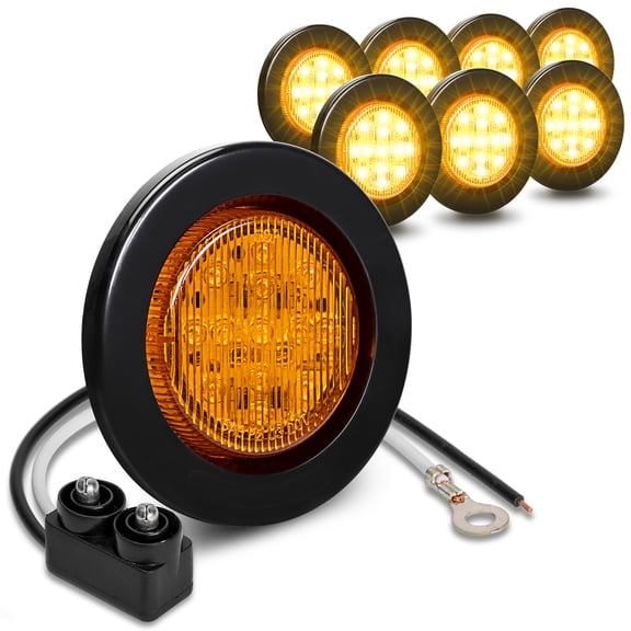 8PC 2.5" Round 10 LED Light [2 in 1 Reflector] [Polycarbonate Reflector] [13 LEDs] [D.O.T. Certified] [2 Year Warranty] Side Marker Light for Trucks and Trailers - Amber