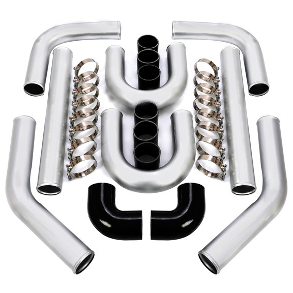 8PC 3" inch Aluminum Turbo Intercooler U Pipe Silicone Hose T-Clamp Kit Set