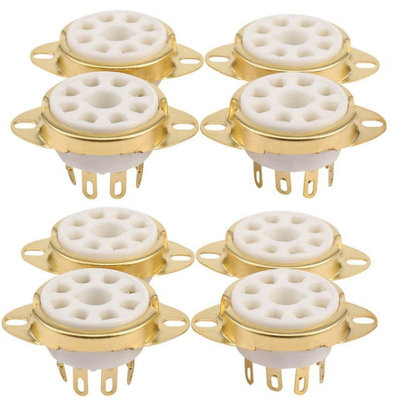 8PC 8 Pin Ceramic Socket Tube Top Vacuum Octal Value for KT88 EL34 6V6 6650 274B,8 x Ceramic Sockets,Gold