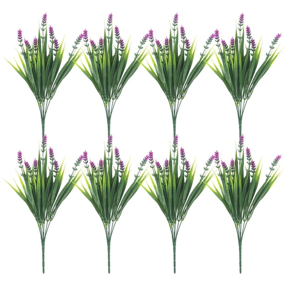 8PC Artificial Peppermint Flowers With Realistic Green Plant And Pointed Leaf Grass