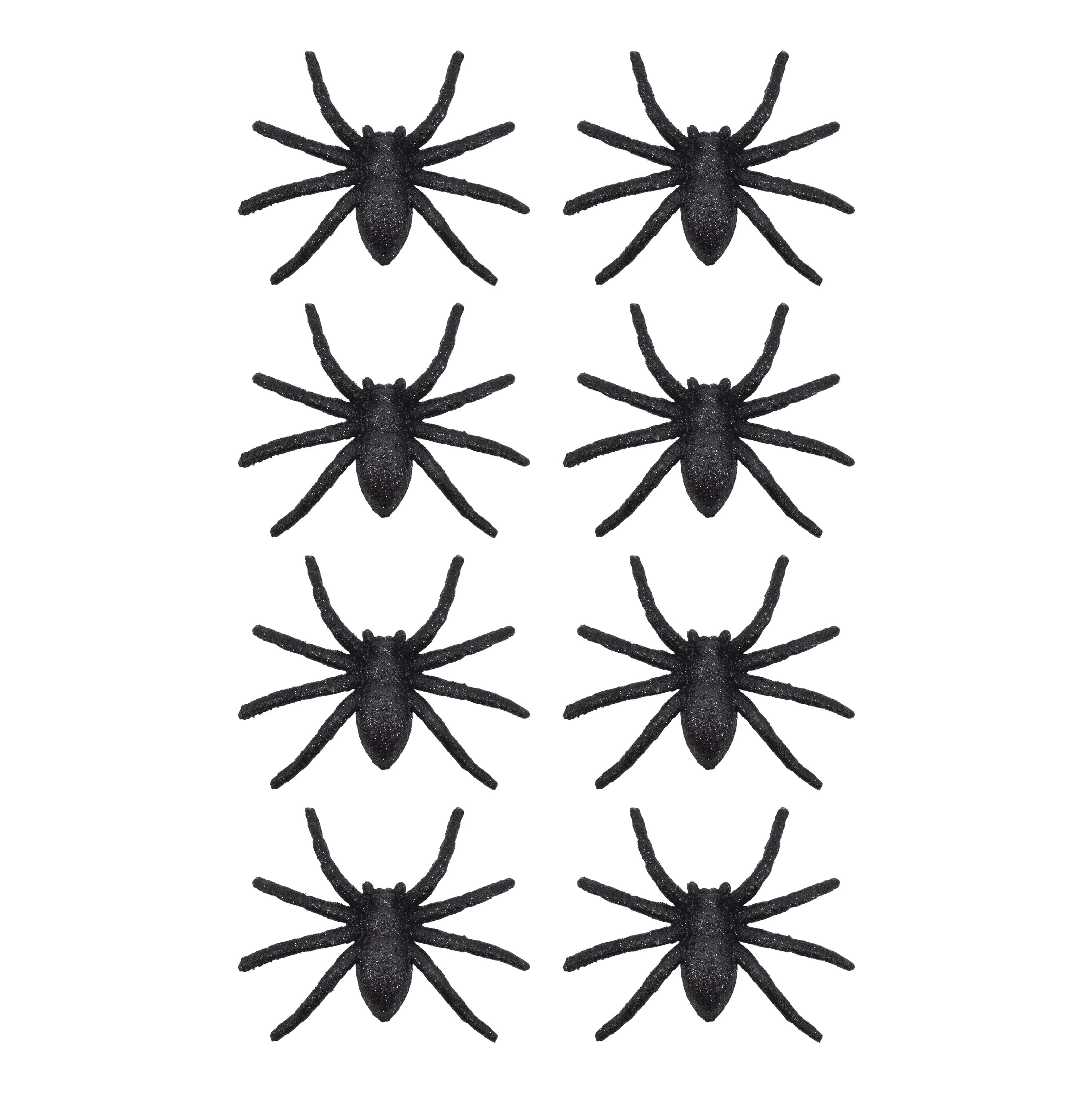Glitter Spiders Decorations, Black, 8 Count, Halloween by Way To Celebrate