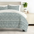 thumbnail image 1 of 8PC Bedding Bundle - Patterned Duvet Cover Set White Comforter and Solid Sheet Set in Modern Rustic, 1 of 12