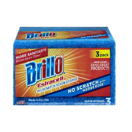 8PC Brillo Brillo 21034 Estracell Non-Scratch Scrubber Sponge