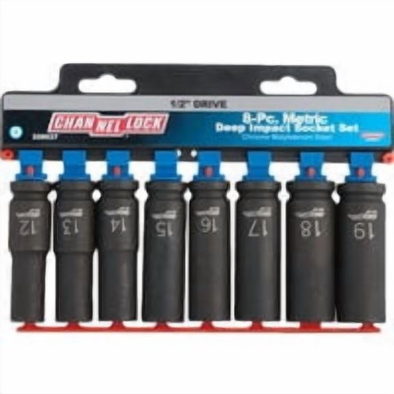 Channellock Products Metric 1/2" Drive 6-Point Deep Impact Driver Set (8-Piece)