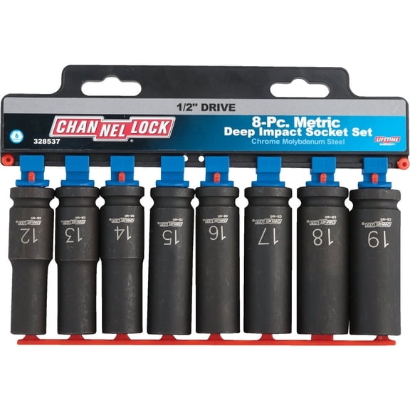 Channellock Products Metric 1/2" Drive 6-Point Deep Impact Driver Set (8-Piece)