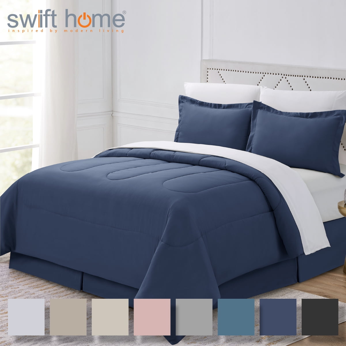 Indigo Full Microfiber Down Alternative Bed in a Bag Set