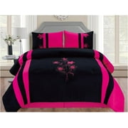 8PC King Pink Iris Comforter Set with Sheet Set - Complete Bedding Set