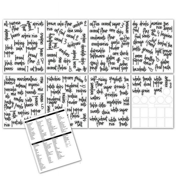 8PC Kitchen Pantry Vinyl Decal labels Stickers Jar Inspired 2025 Containers