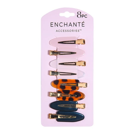 Enchante Accessories Multi-Color Non-Slip Creaseless Hair Clips, No-Dent Styling Clips for Makeup, Heat-Free Hair Styling & Sectioning, 8 Count