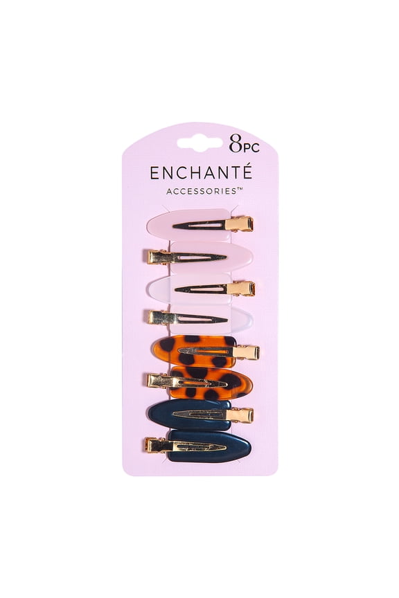 Enchante Accessories MultiColor NonSlip Creaseless Hair Clips, NoDent Styling Clips for Makeup, HeatFree Hair Styling & Sectioning, 8 Count